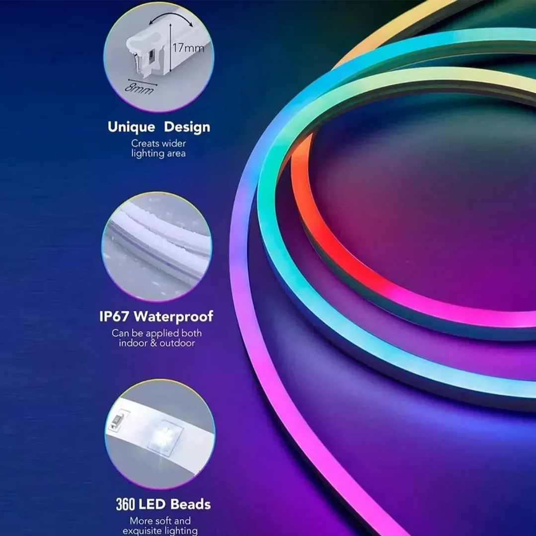 Tira Led Neon RGB 5 Metros Bluetooth App Mcasa IP67 2