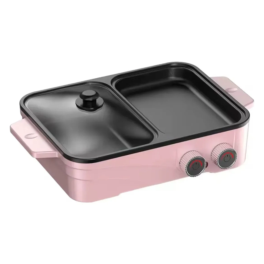 Sartén Eléctrico Multiuso 1000W con Tapa de Vidrio Rosa – Olla Eléctrica 1L 1