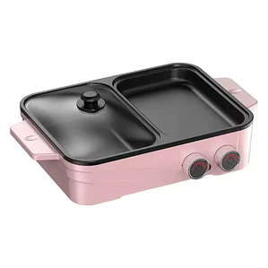 Sartén Eléctrico Multiuso 1000W con Tapa de Vidrio Rosa – Olla Eléctrica 1L