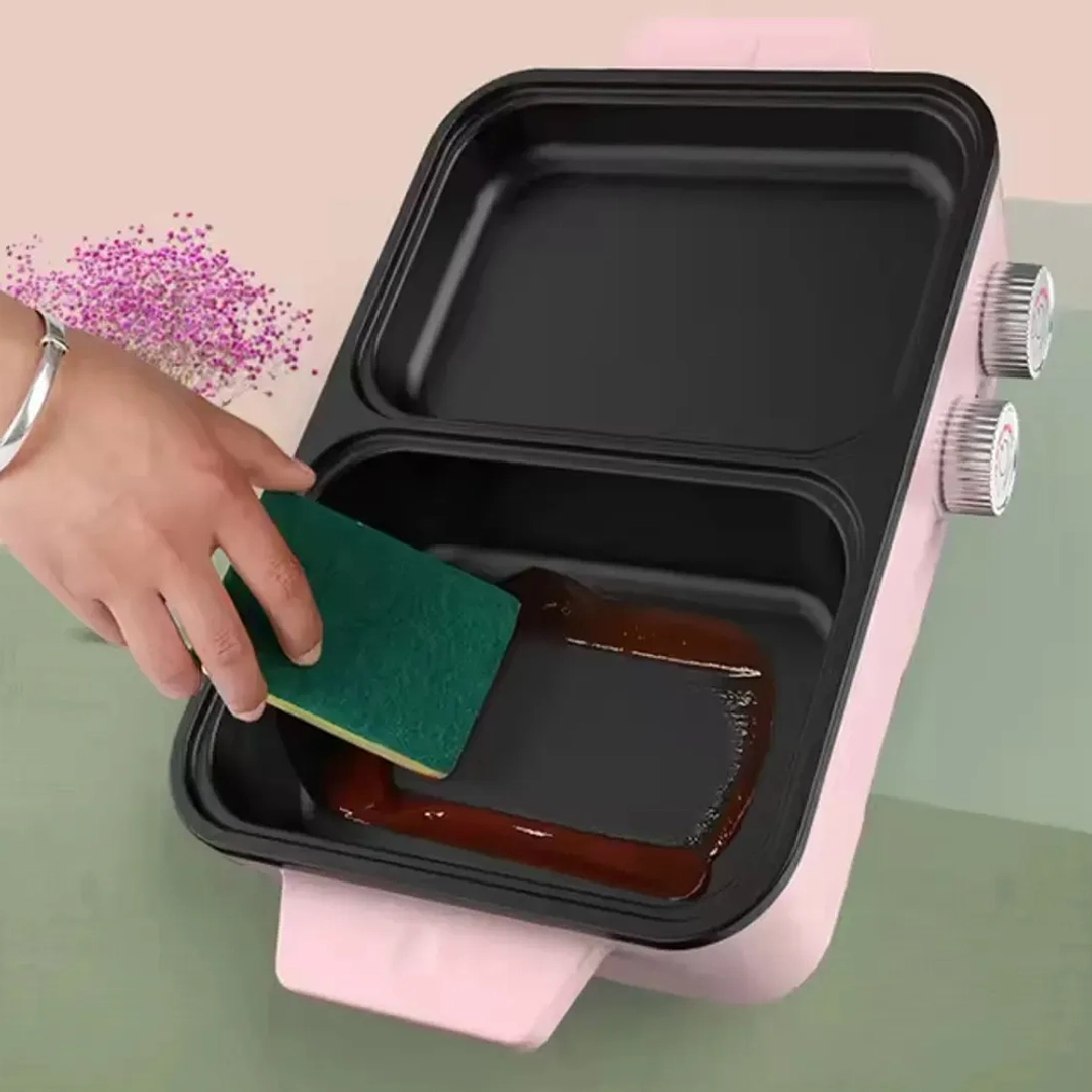 Sartén Eléctrico Multiuso 1000W con Tapa de Vidrio Rosa – Olla Eléctrica 1L 4