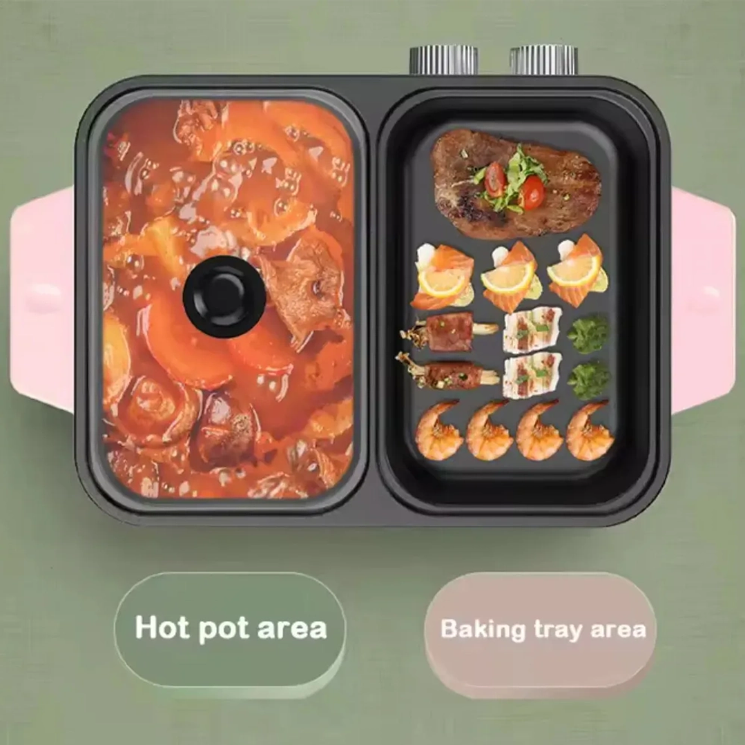 Sartén Eléctrico Multiuso 1000W con Tapa de Vidrio Rosa – Olla Eléctrica 1L 6