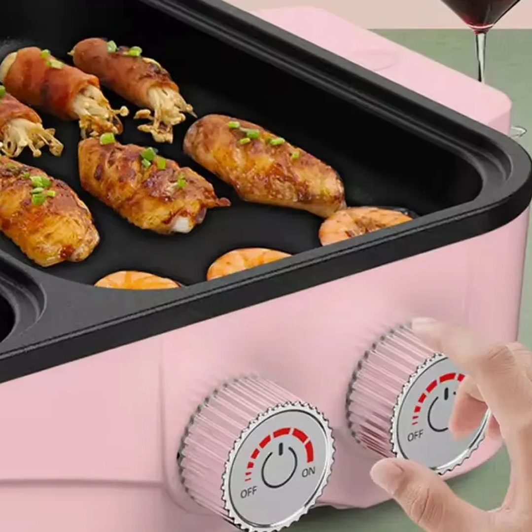 Sartén Eléctrico Multiuso 1000W con Tapa de Vidrio Rosa – Olla Eléctrica 1L 7