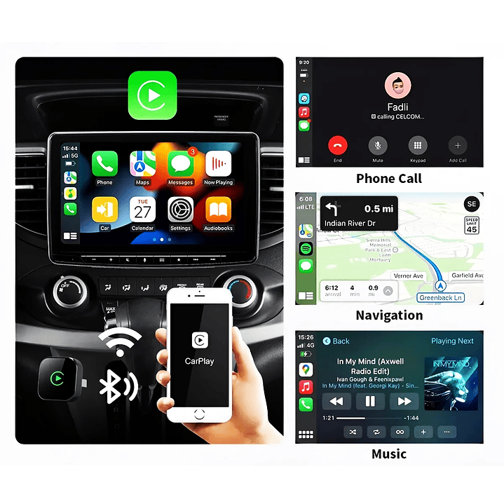 Adaptador USB Bluetooth CarPlay y Android Auto Inalámbrico para Autos y Camionetas 9