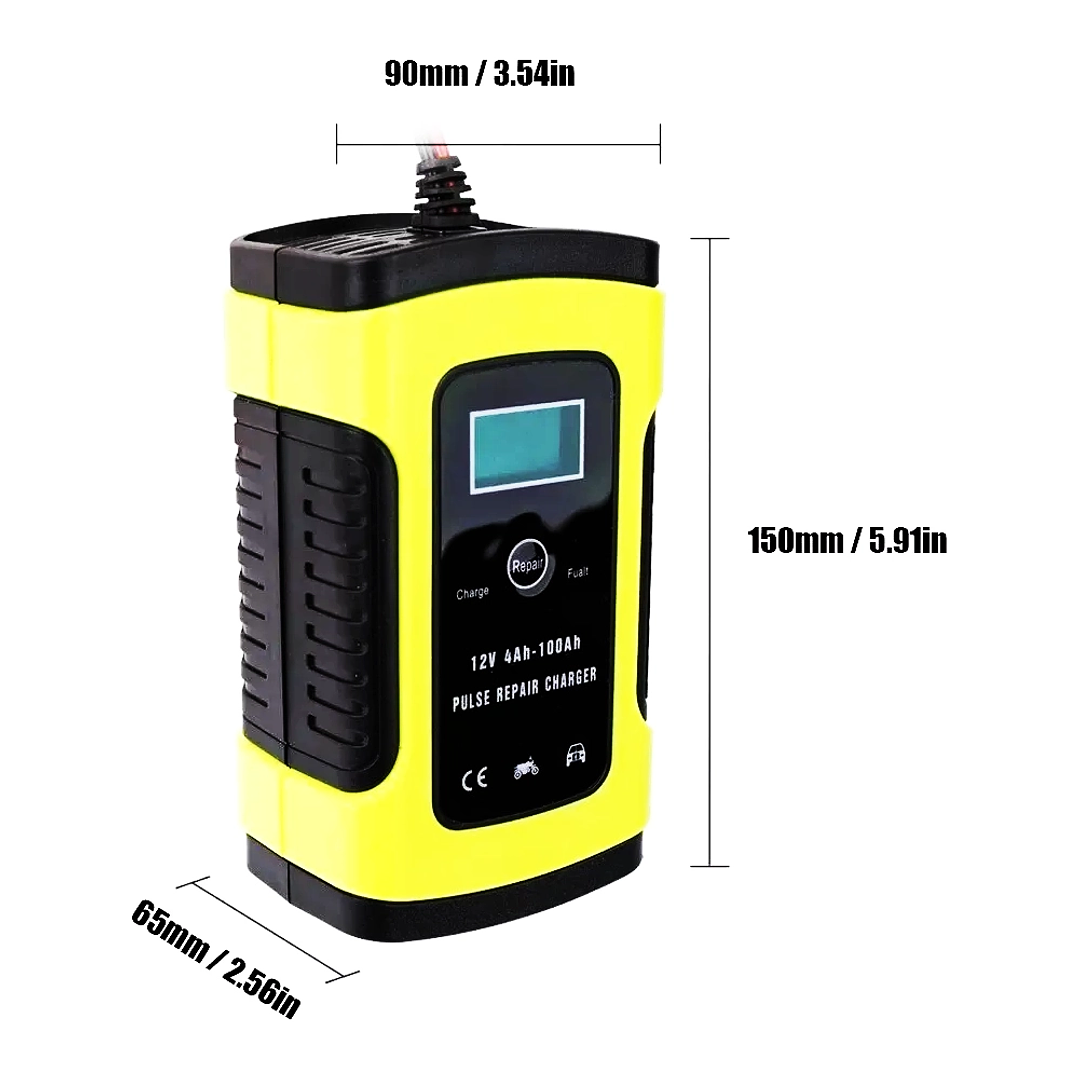 Cargador de Batería Inteligente 12V 6A con Pantalla LCD para Autos y Motos 3