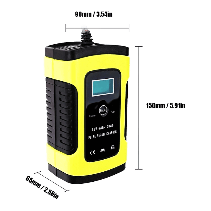 Cargador de Batería Inteligente 12V 6A con Pantalla LCD para Autos y Motos 3