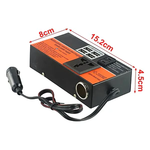Inversor de Voltaje 150W 12V a 220V con USB y LED – Modelo YQ-2000WD