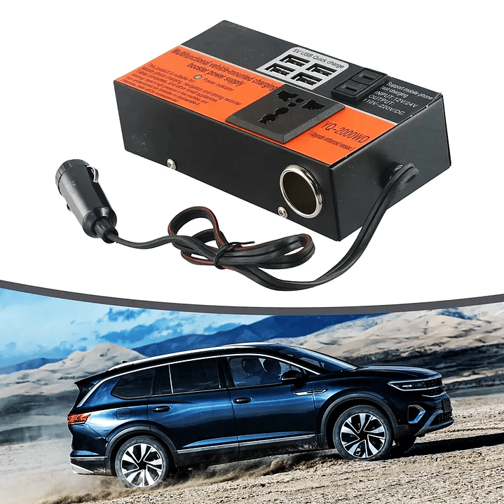 Inversor de Voltaje 150W 12V a 220V con USB y LED – Modelo YQ-2000WD 6