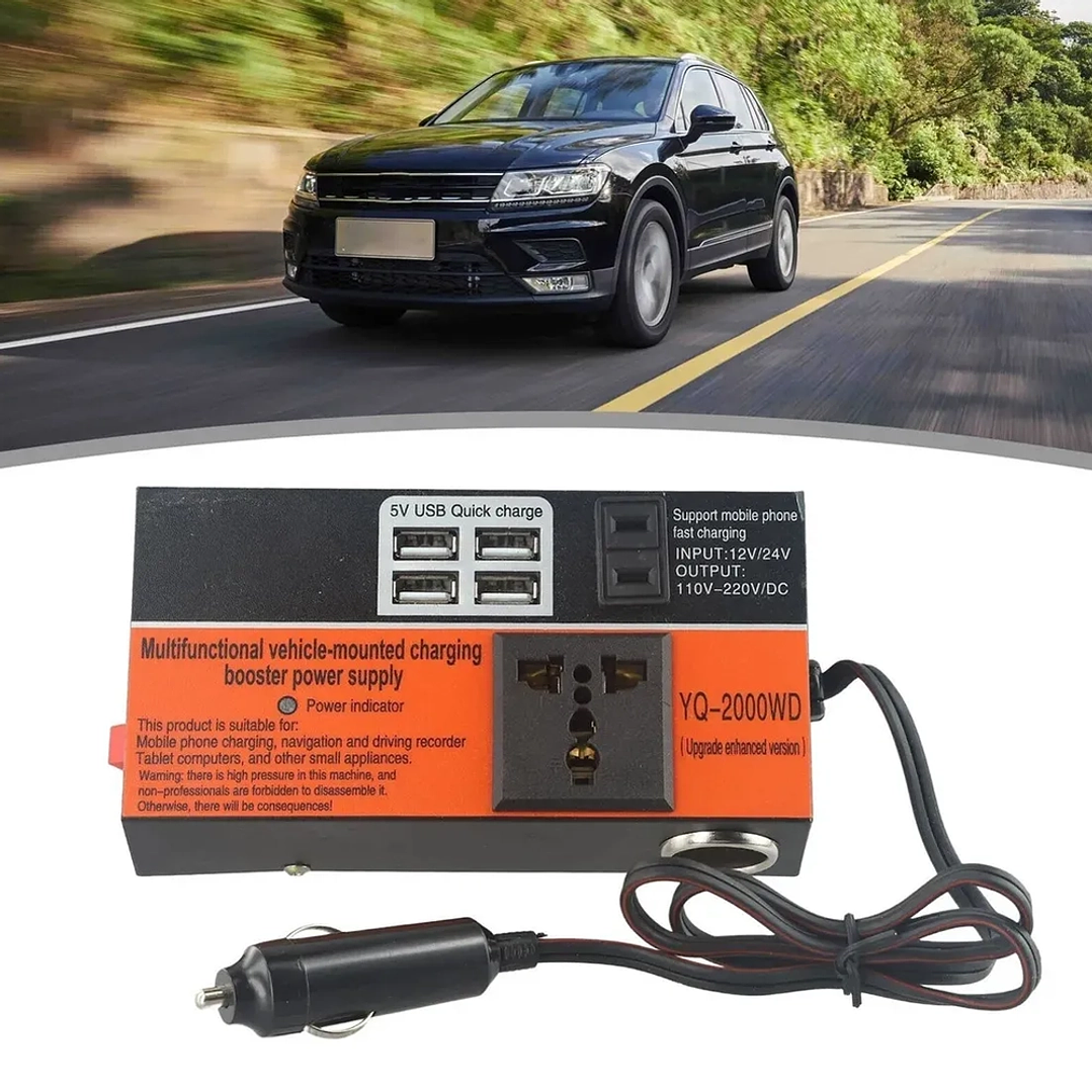 Inversor de Voltaje 150W 12V a 220V con USB y LED – Modelo YQ-2000WD 7