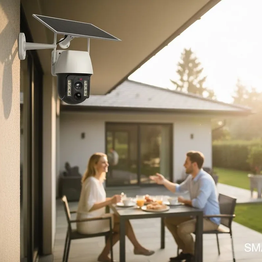 Cámara de Seguridad Inteligente Solar PTZ V380 3MP Wi-Fi con Visión Nocturna y Audio Bidireccional 4