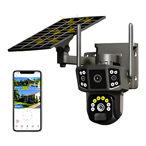Cámara de Seguridad Inteligente Solar Wi-Fi PTZ 360° Negro con Visión Nocturna y Audio Bidireccional