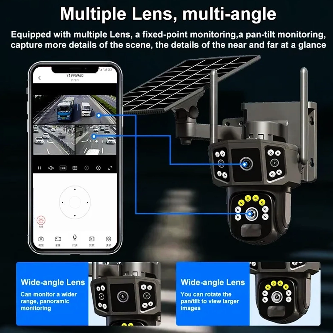 Cámara de Seguridad Inteligente Solar Wi-Fi PTZ 360° Negro con Visión Nocturna y Audio Bidireccional 4