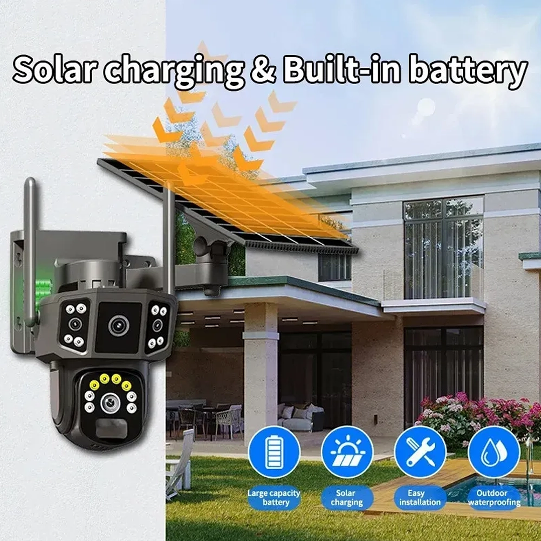 Cámara de Seguridad Inteligente Solar Wi-Fi PTZ 360° Negro con Visión Nocturna y Audio Bidireccional 5