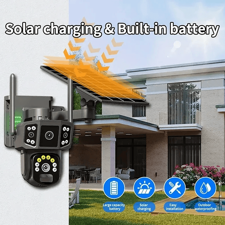 Cámara de Seguridad Inteligente Solar Wi-Fi PTZ 360° Negro con Visión Nocturna y Audio Bidireccional 5