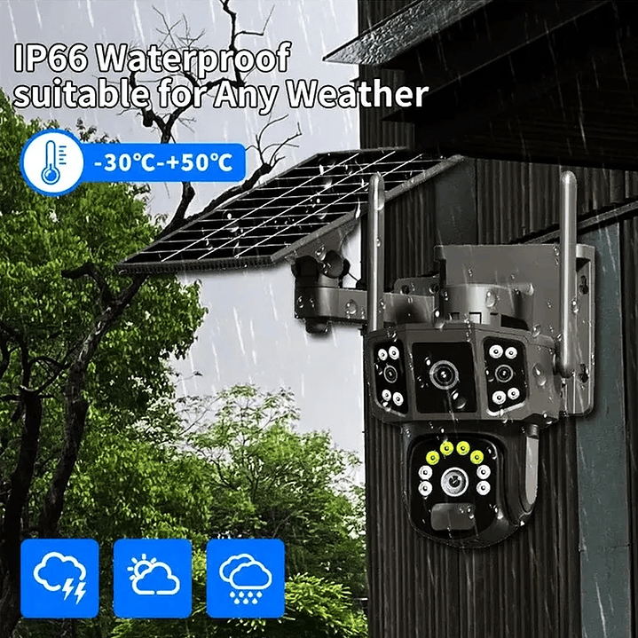 Cámara de Seguridad Inteligente Solar Wi-Fi PTZ 360° Negro con Visión Nocturna y Audio Bidireccional 7