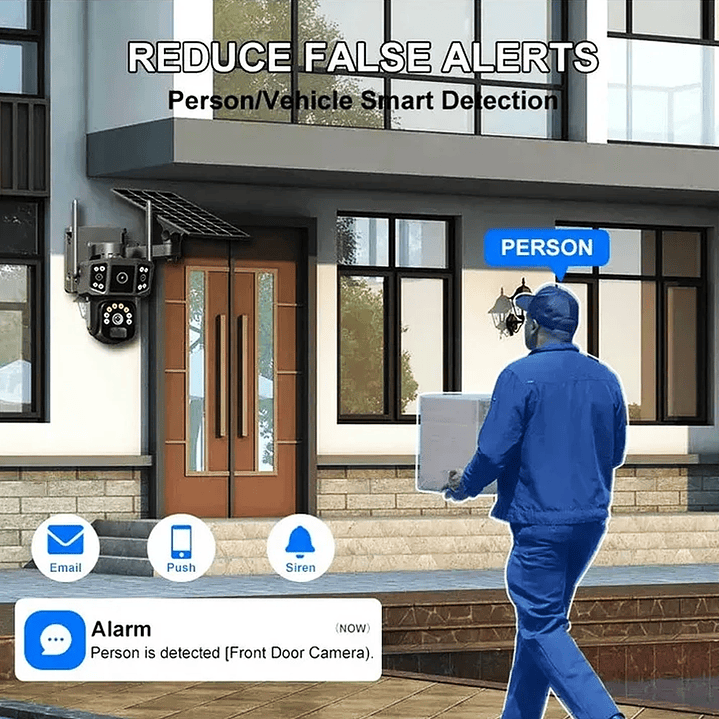 Cámara de Seguridad Inteligente Solar Wi-Fi PTZ 360° Negro con Visión Nocturna y Audio Bidireccional 8