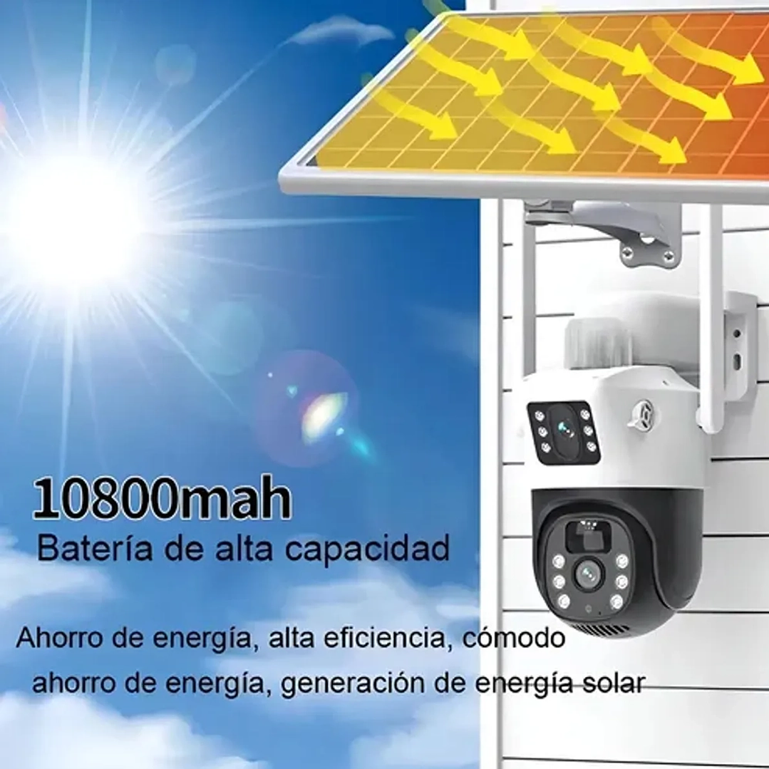 Cámara de Seguridad Exterior Solar 360° Wi-Fi 4MP Full HD con Visión Nocturna y Audio Bidireccional 4