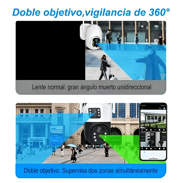 Cámara de Seguridad Exterior Solar 360° Wi-Fi 4MP Full HD con Visión Nocturna y Audio Bidireccional 5