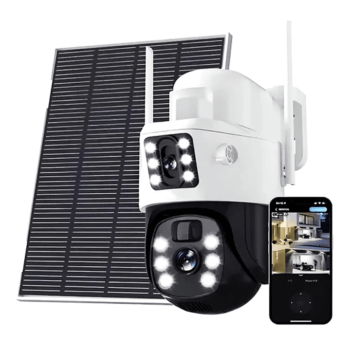 Cámara de Seguridad Exterior Solar 360° Wi-Fi 4MP Full HD con Visión Nocturna y Audio Bidireccional 3
