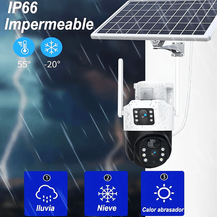 Cámara de Seguridad Exterior Solar 360° Wi-Fi 4MP Full HD con Visión Nocturna y Audio Bidireccional 7
