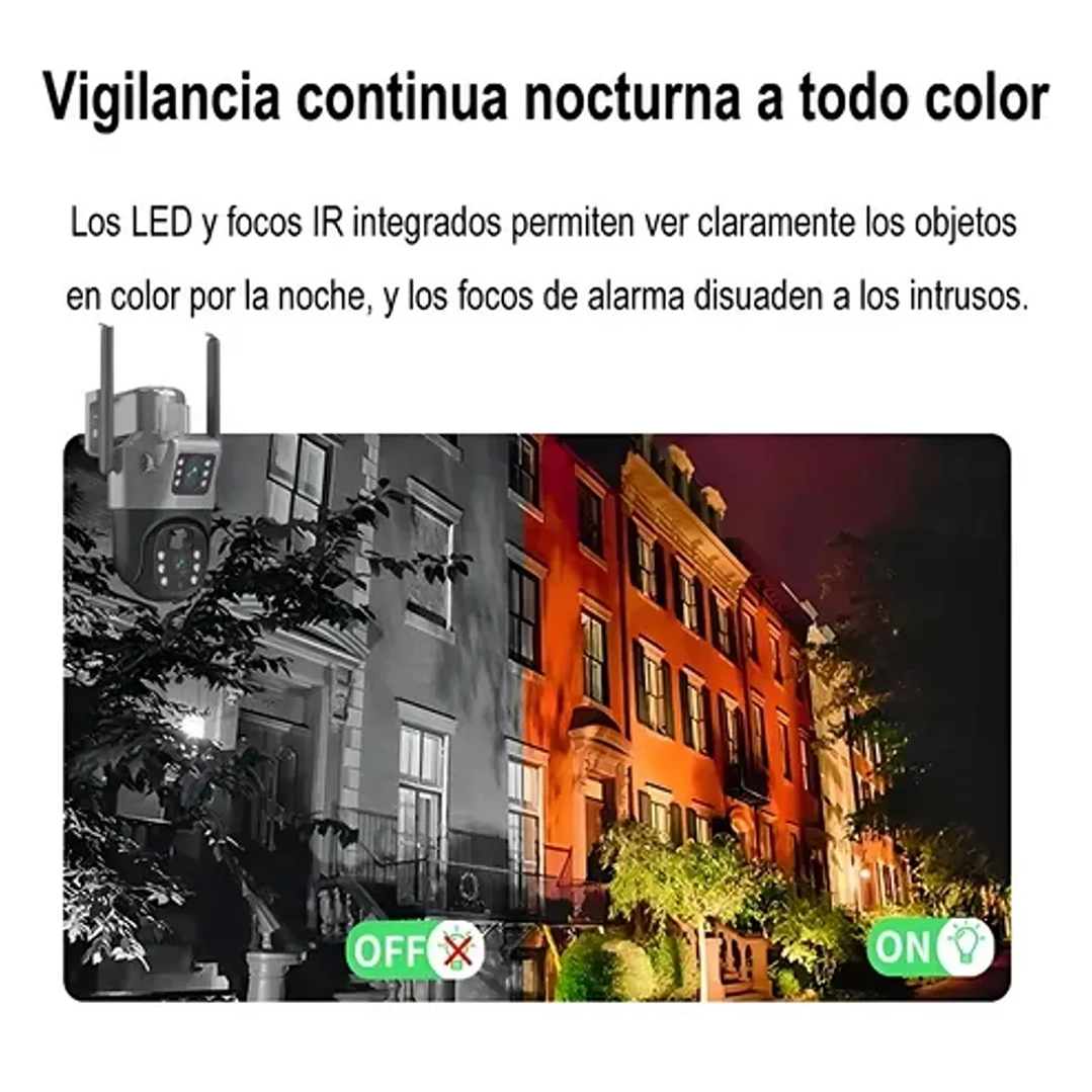 Cámara de Seguridad Exterior Solar 360° Wi-Fi 4MP Full HD con Visión Nocturna y Audio Bidireccional 8
