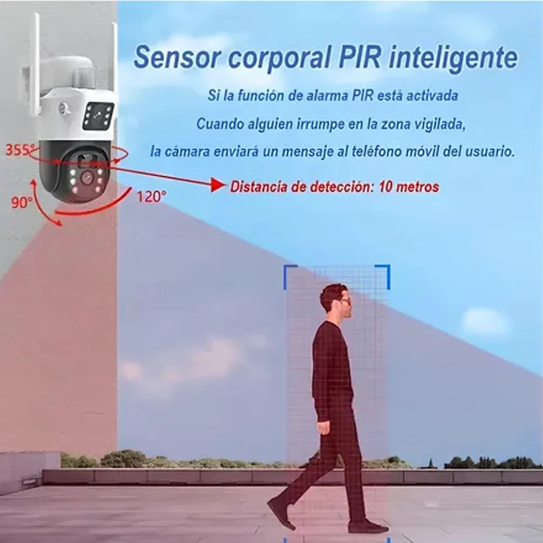 Cámara de Seguridad Exterior Solar 360° Wi-Fi 4MP Full HD con Visión Nocturna y Audio Bidireccional 10