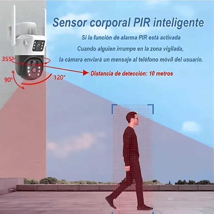 Cámara de Seguridad Exterior Solar 360° Wi-Fi 4MP Full HD con Visión Nocturna y Audio Bidireccional 10