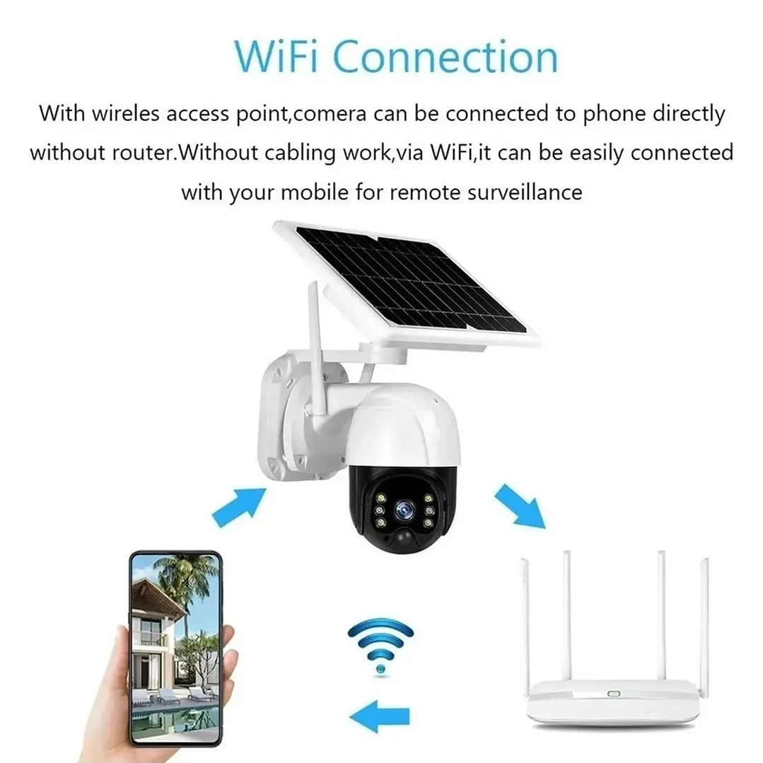 Cámara de Seguridad Inteligente Solar WiFi PTZ con Visión Nocturna y Audio Bidireccional 4