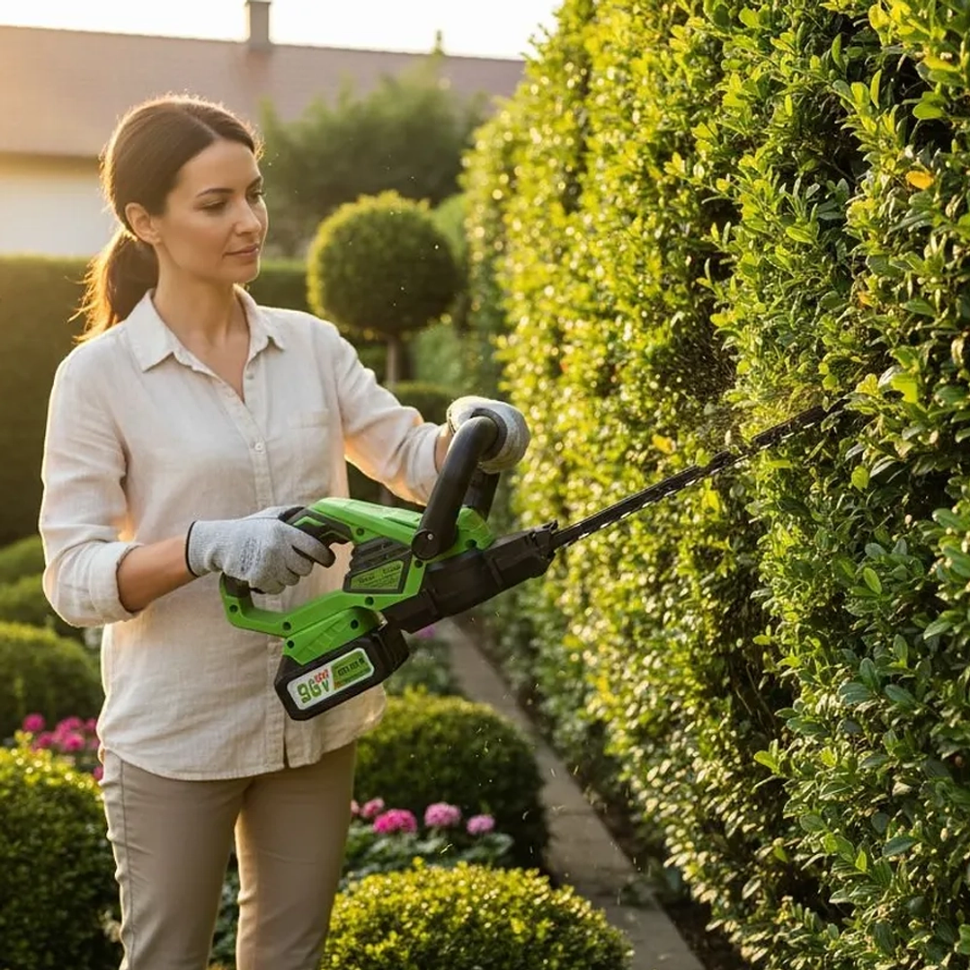 Cortasetos Inalámbrico 98V M1 Verde Lima con 2 Baterías para Jardín 4