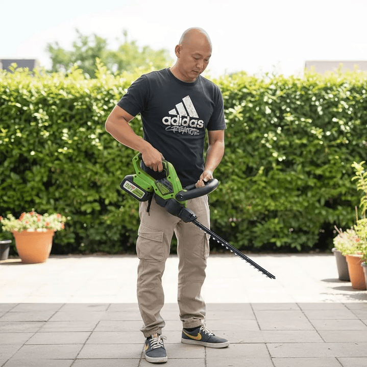 Cortasetos Inalámbrico 98V M1 Verde Lima con 2 Baterías para Jardín 7