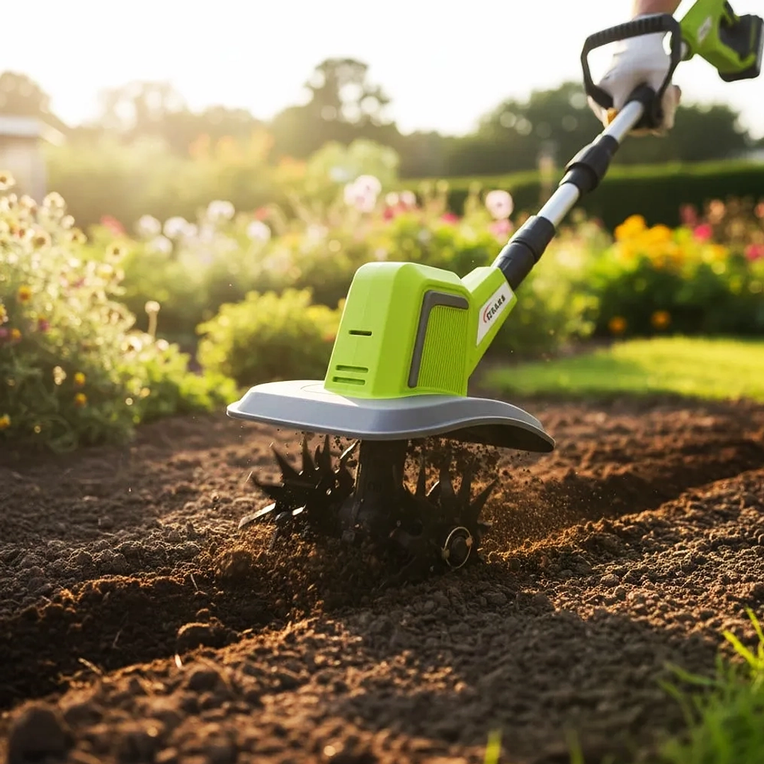 Cultivador Eléctrico de Jardín Portátil Inalámbrico MCA-200BL con Batería de Litio y 4 Cuchillas 7