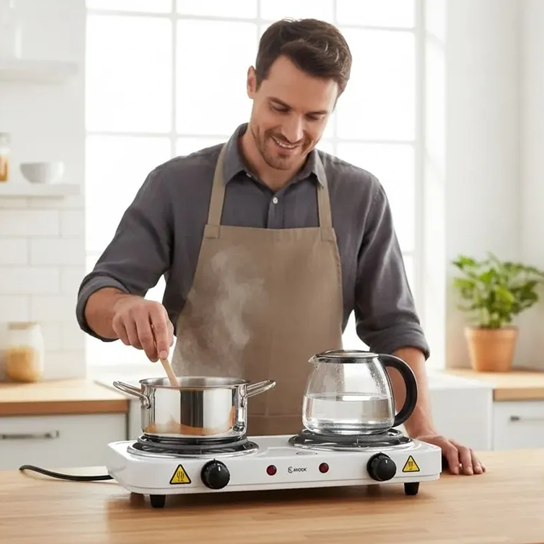 Cocinilla Eléctrica Doble Sanook Mcasa - 2 Platos Inox 2000W A++ 3