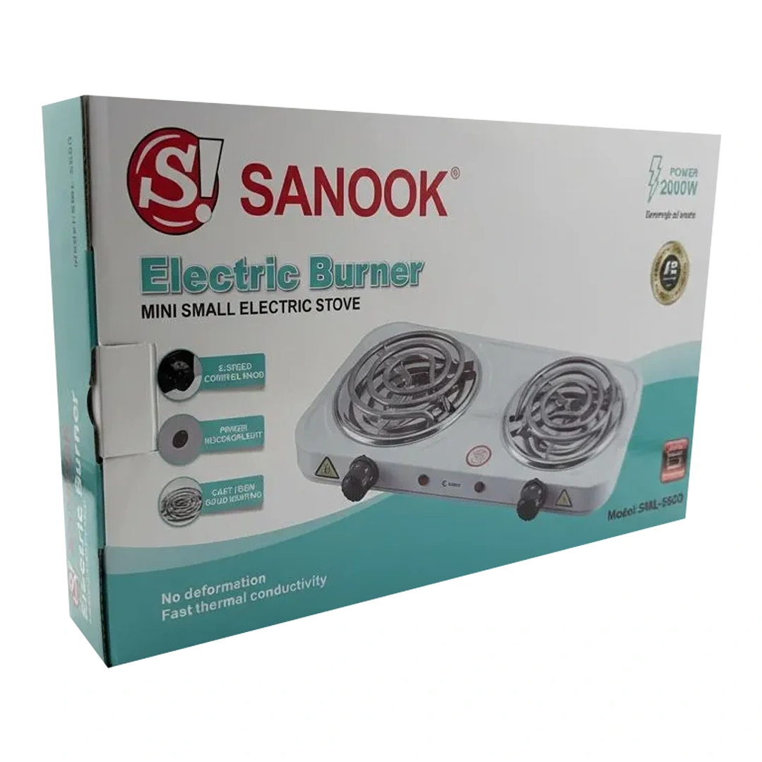 Cocinilla Eléctrica Doble Sanook Mcasa - 2 Platos Inox 2000W A++ 2