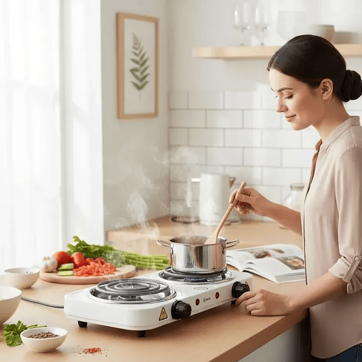 Cocinilla Eléctrica Doble Sanook Mcasa - 2 Platos Inox 2000W A++ 4