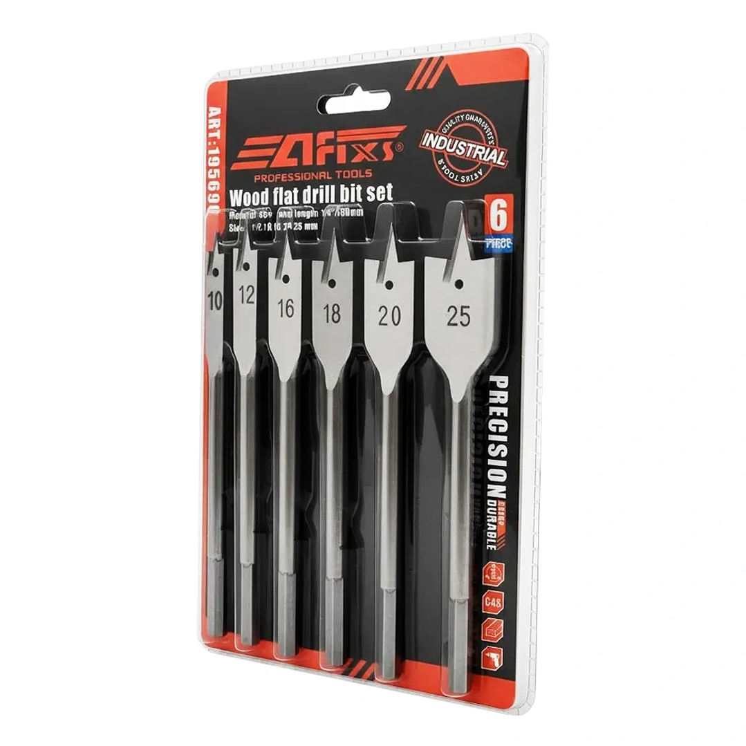 Juego de Brocas Planas para Madera Afixs-Tools - Set 6 Piezas 10-25mm 1