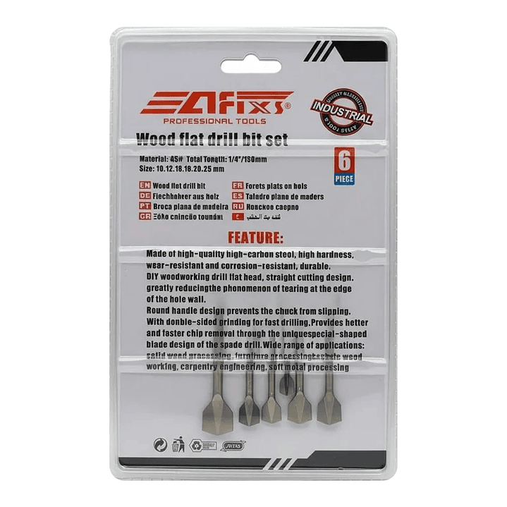 Juego de Brocas Planas para Madera Afixs-Tools - Set 6 Piezas 10-25mm 4