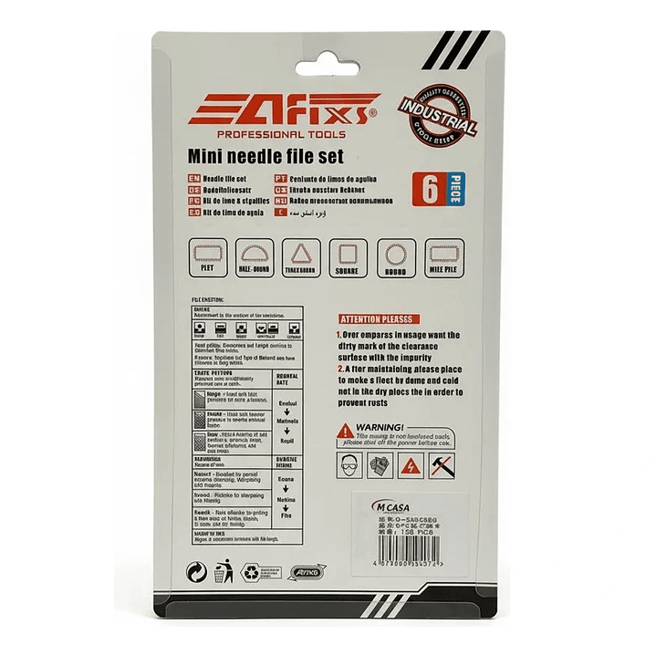 Juego de Mini Limas Aguja para Metal Afixs-Mcasa - Set 6 Piezas de Precisión 4