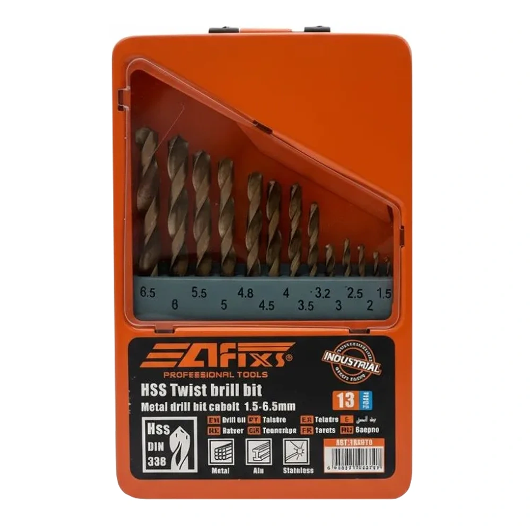 Set de Brocas Helicoidales HSS Afixs-Mcasa - Juego 13 Piezas 1.5-6.5mm 1