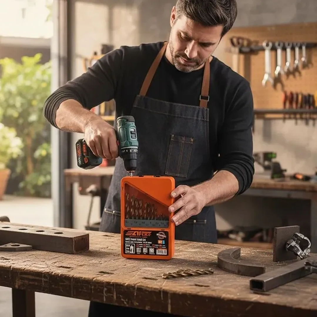 Set de Brocas Helicoidales HSS Afixs-Mcasa - Juego 13 Piezas 1.5-6.5mm 6