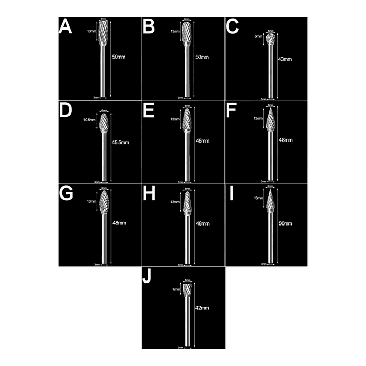 Set de 10 Fresas Rotativas Mcasa para Metal y Dremel - Aleación Dura 4