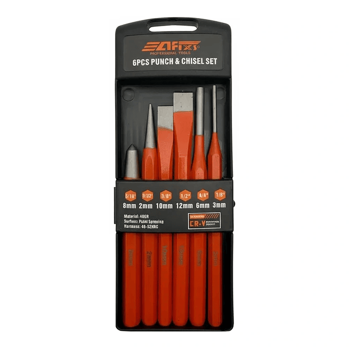 Juego de Cinceles y Punzones Botadores Afixs Mcasa 6 Piezas Acero al Carbono 1