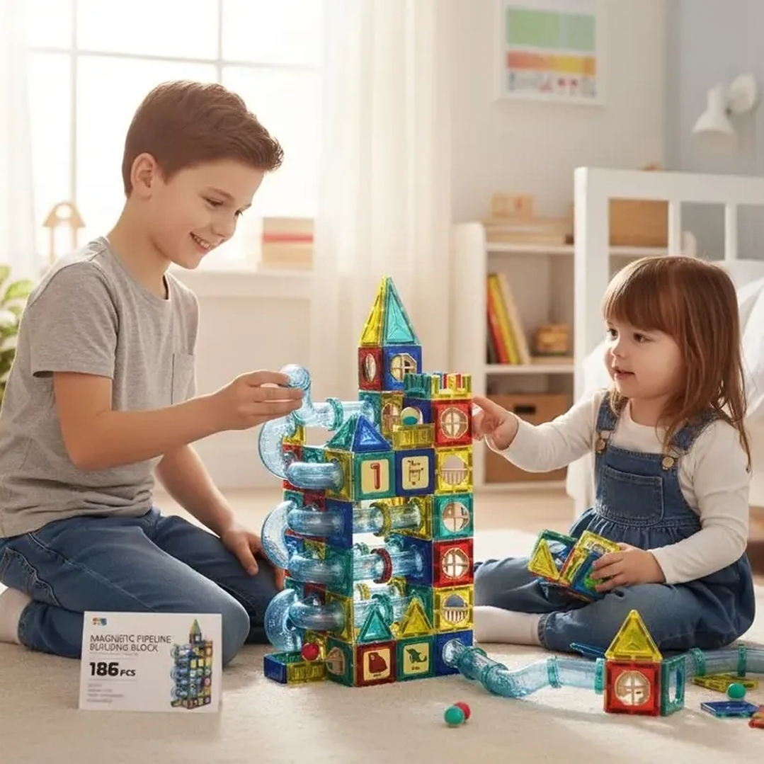 Juego de Bloques Magnéticos Space Block Diy 186 piezas 5