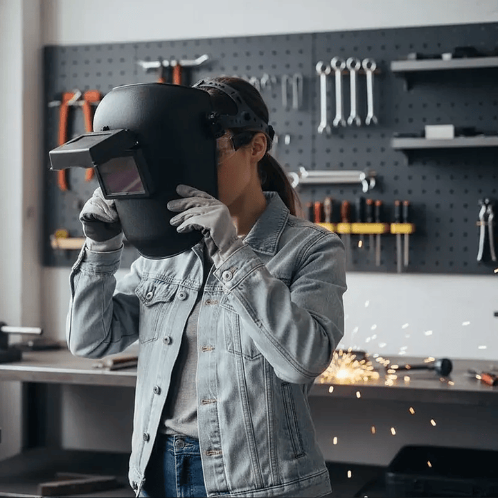 Máscara Soldar Profesional Color Negro Con Ajustador 5