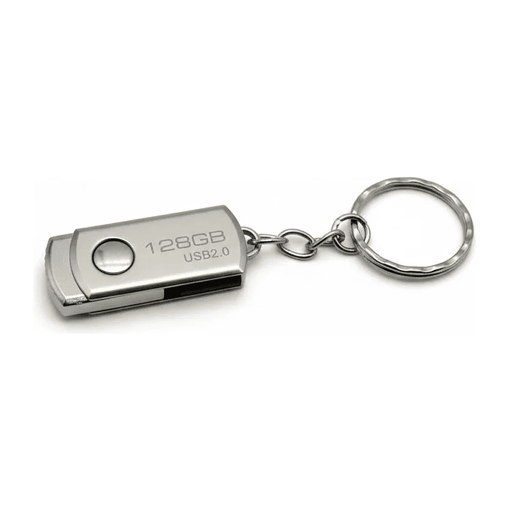 Pendrive Tipo Llavero Metálico 128GB USB 2.0 con Caja 4