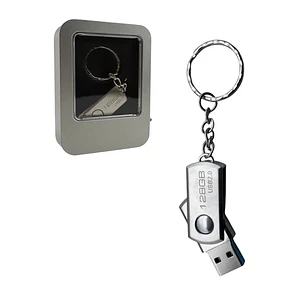Pendrive Tipo Llavero Metálico 128GB USB 2.0 con Caja