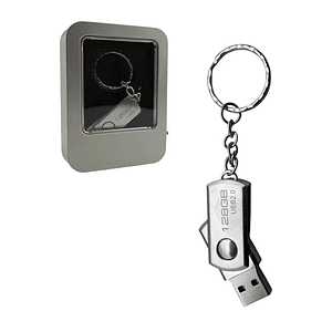 Pendrive Tipo Llavero Metálico 128GB USB 2.0 con Caja