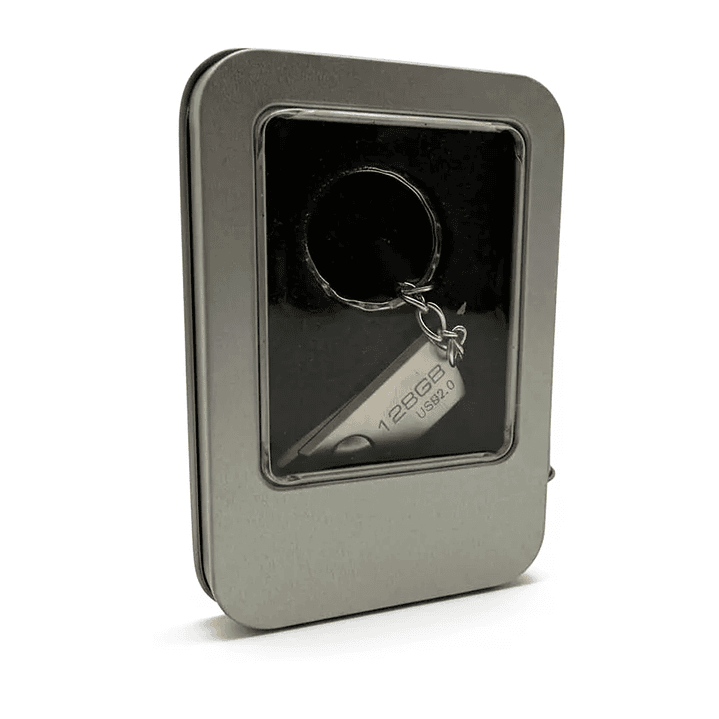 Pendrive Tipo Llavero Metálico 128GB USB 2.0 con Caja 3