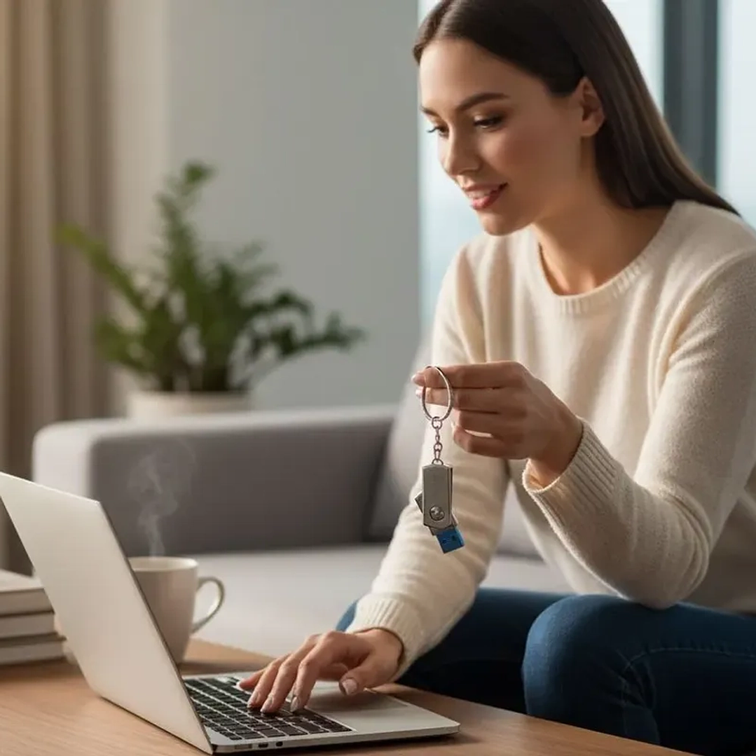 Pendrive Tipo Llavero Metálico 128GB USB 2.0 con Caja 5