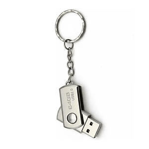 Pendrive Tipo Llavero Metálico 64GB USB 2.0 con Caja