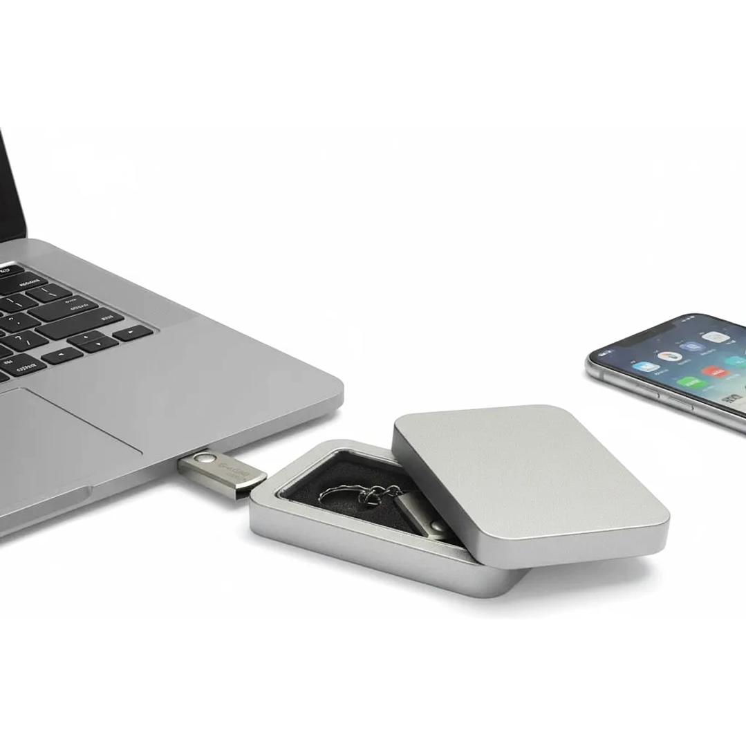 Pendrive Tipo Llavero Metálico 64GB USB 2.0 con Caja 4