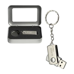 Pendrive Tipo Llavero Metálico 64GB USB 2.0 con Caja
